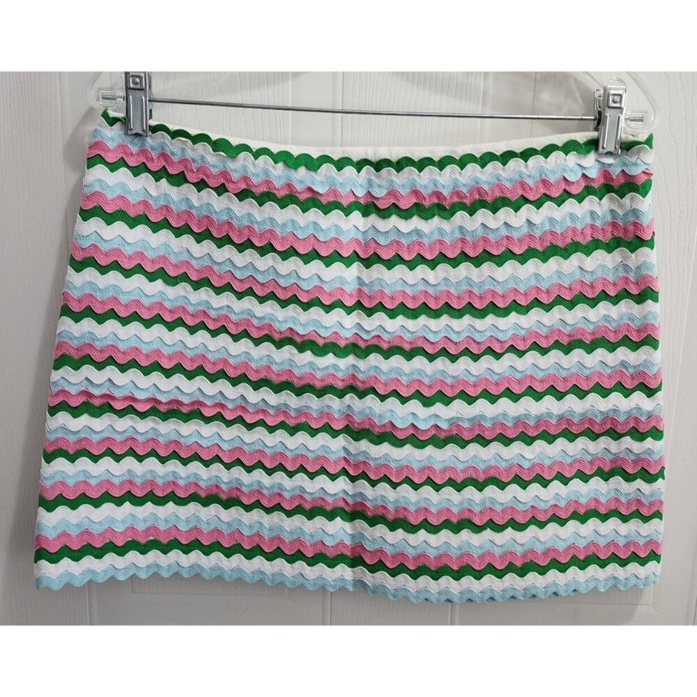 CJ Laing Women’s Sz 6 Scalloped Ripple Rickrack Ribbon Striped Mini Skirt Quirky - Picture 1 of 8